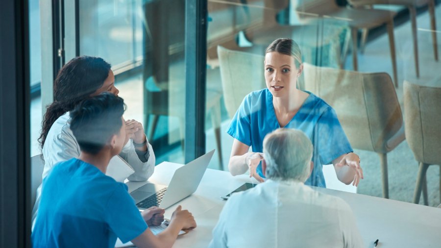 shot of a group of doctors in a meeting at a hospital